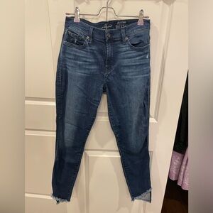 7 For All Mankind The Ankle Skinny, Medium Was Raw Edge Tulip Hem (Size 28)